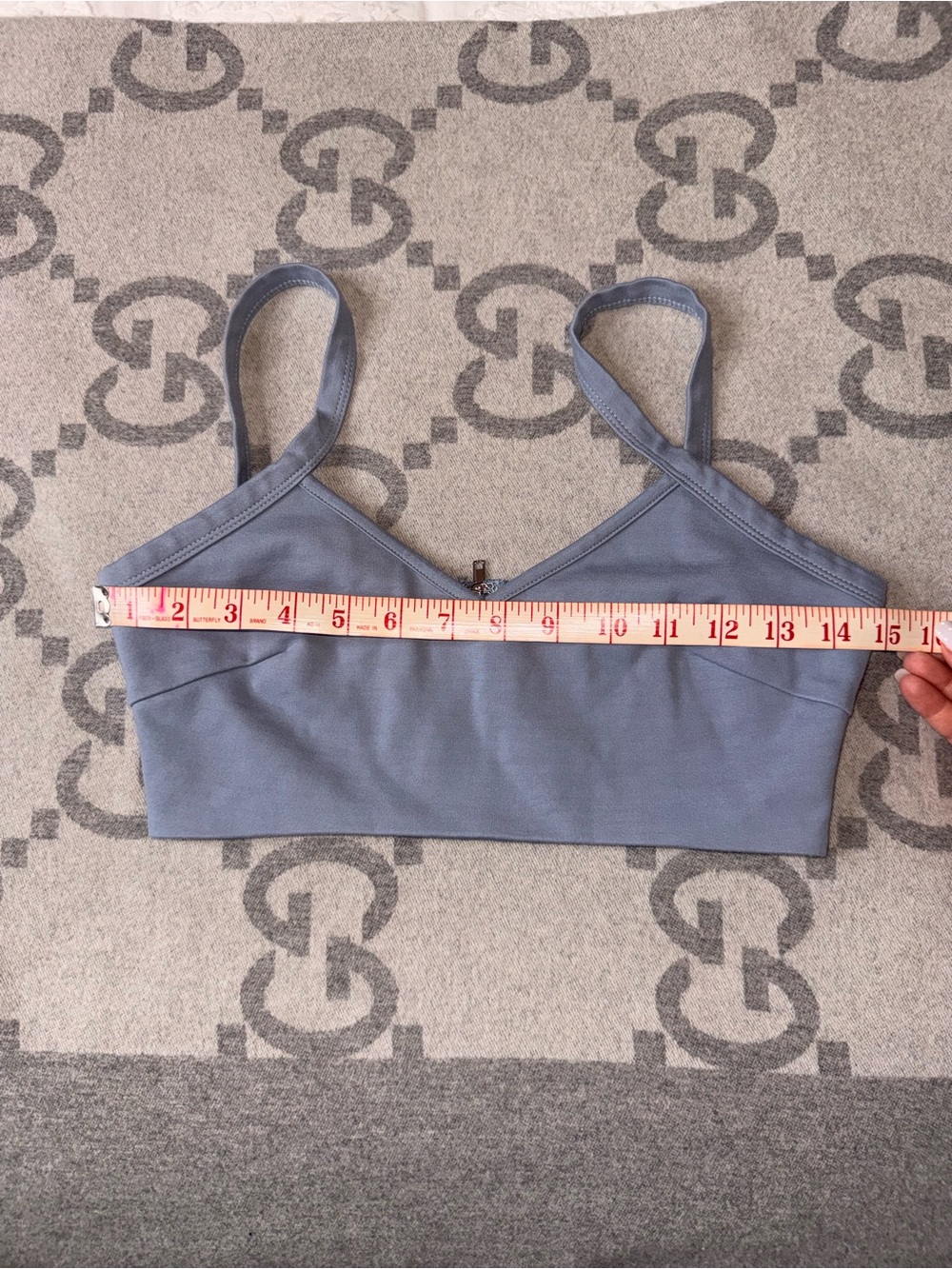 Tiger Mist V-Neck crop in Dusty Blue - Picture 4 of 8